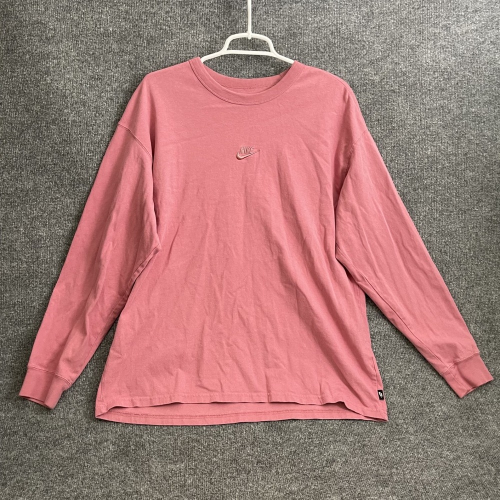 Nike Sportswear T Shirt Mens Sz L Loose Fit Pink Center Swoosh DO7390